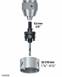 MPS Aufnahme für Lochsäge Aufnahme 9,5 mm sechskant 32-210 mm