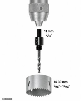 MPS HSS-Bi-Metall Lochsäge M3 für Holz und Metall Aufnahme 11 mm Ø 14-30 mm